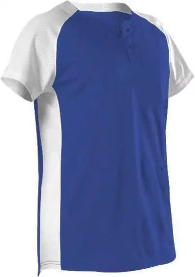 Alleson Athletic 522pdwg Girl’s Two Button Fastpitch Jersey - Royal White
