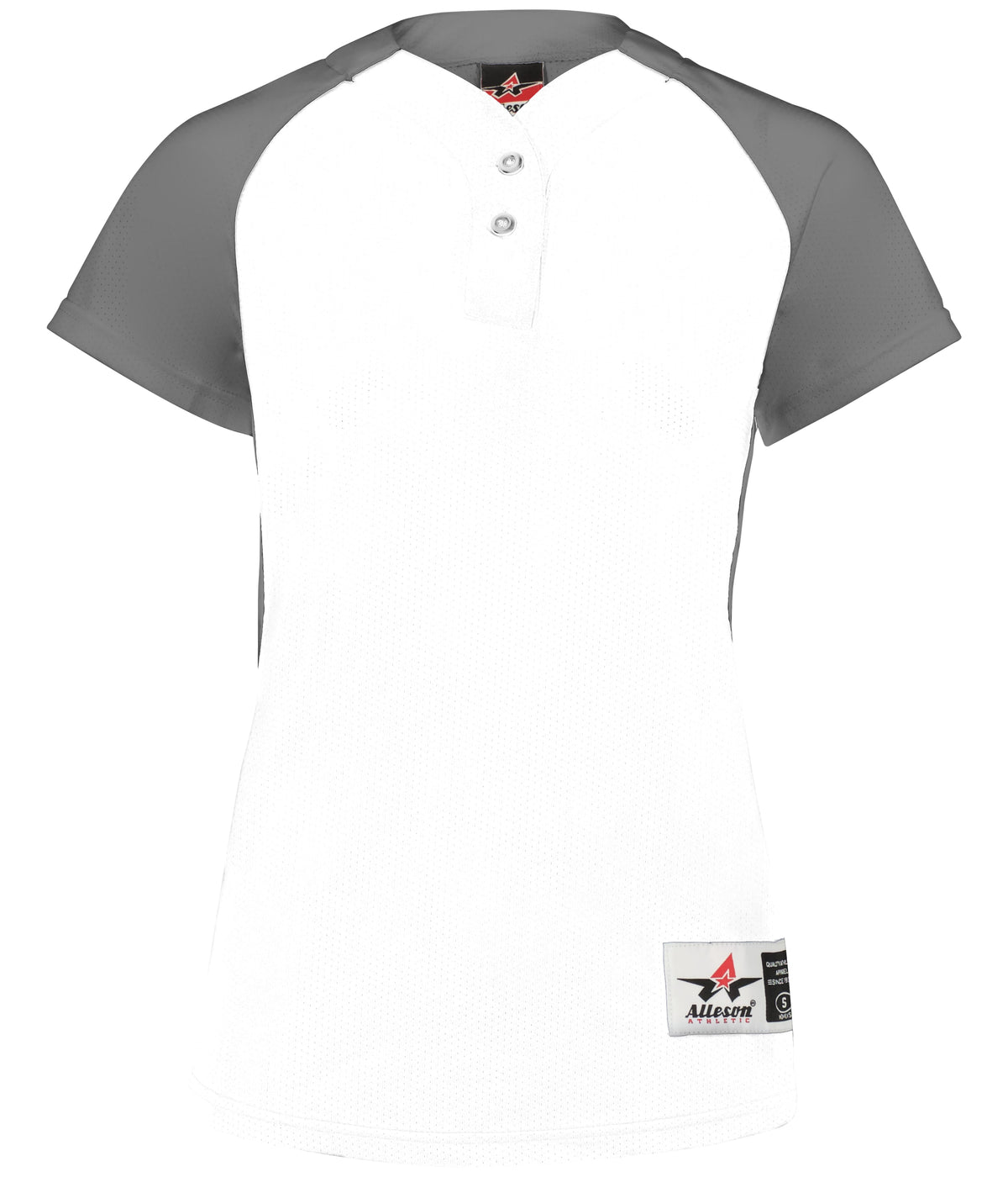 Alleson Athletic 522pdwg Girl’s Two Button Fastpitch Jersey - White Charcoal