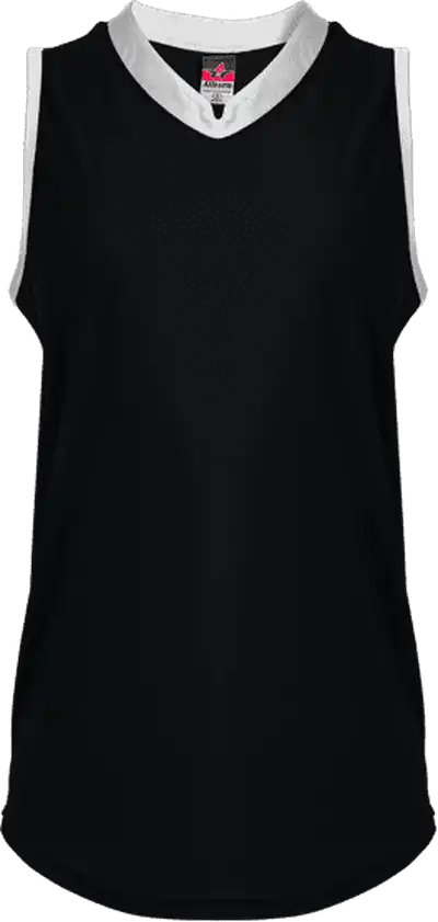 Alleson Athletic 522xvg Girl’s Slide Vneck Sleeveles - Black White