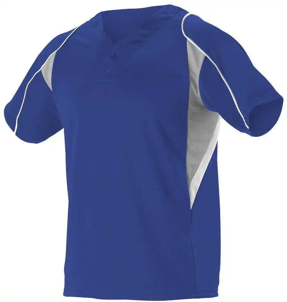 Alleson Athletic 529y Youth 2 Button Henley Baseball Jersey - Royal Gray White - m