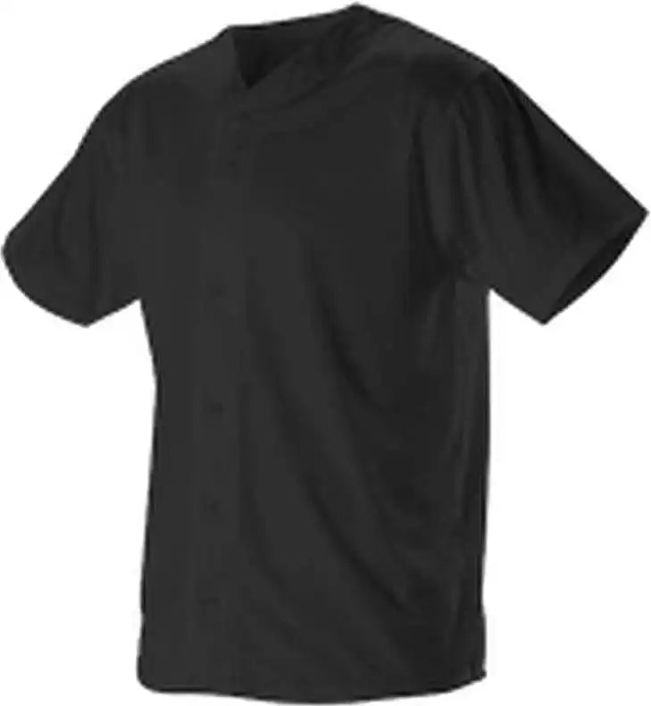 Alleson Athletic 52mbfj Adult Full Button Lightweight Baseball Jersey - Black