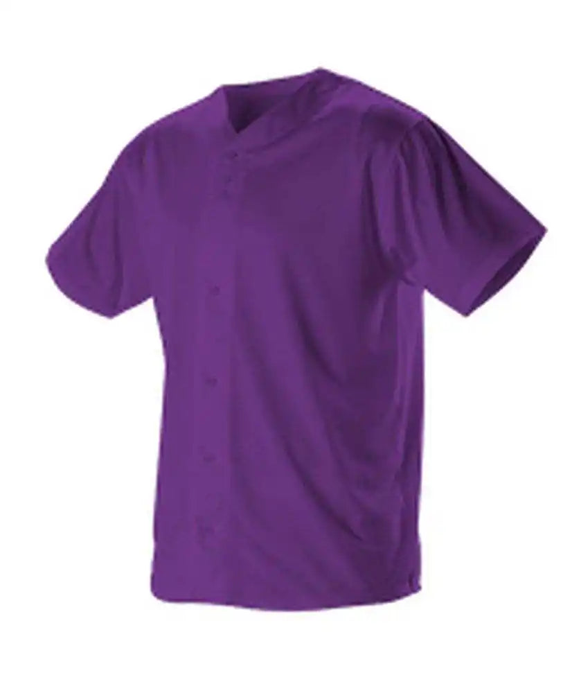 Alleson Athletic 52mbfjy Youth Full Button Lightweight Baseball Jersey - Purple