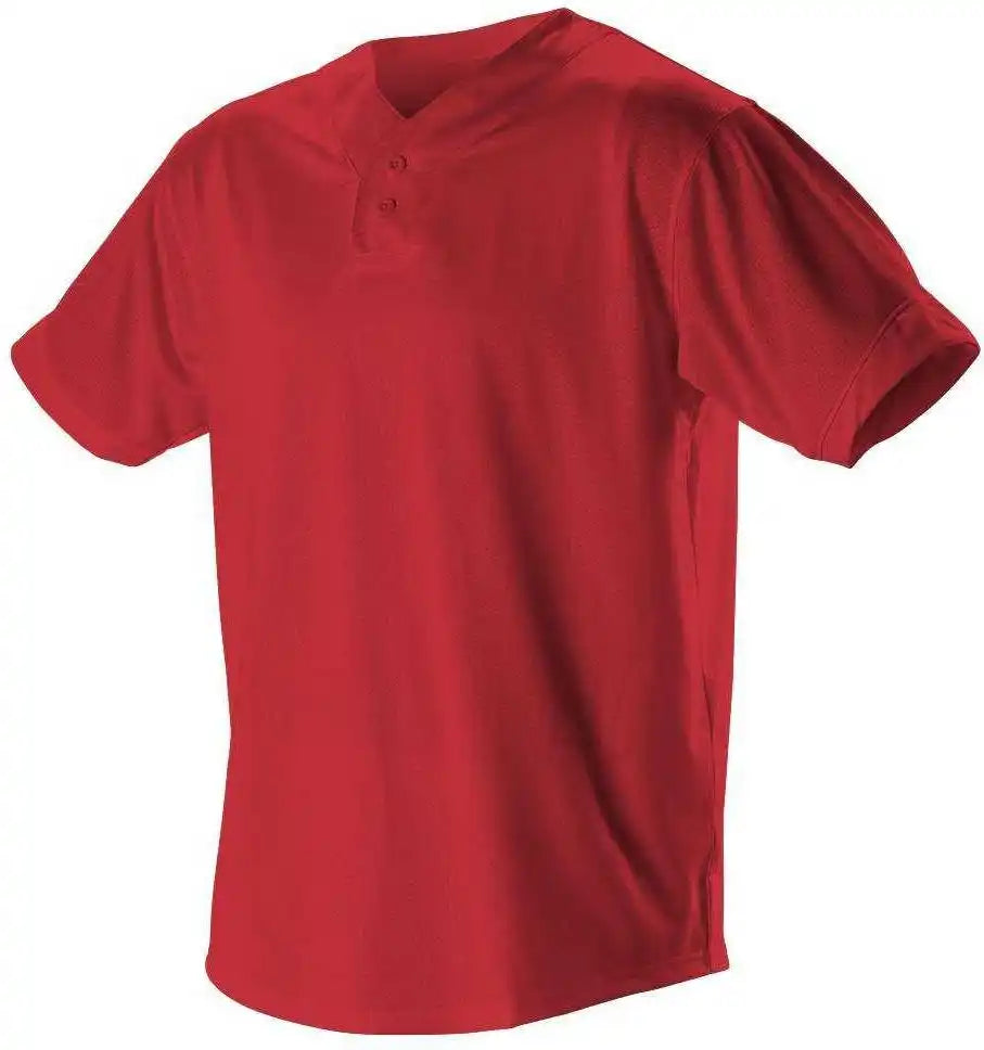 Alleson Athletic 52mthj Adult Two Button Mesh Baseball Jersey with Piping - Scarlet White