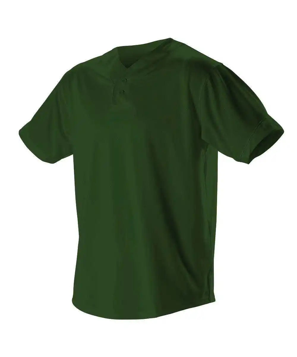 Alleson Athletic 52mthj Adult Two Button Mesh Baseball Jersey with Piping - Forest White - s