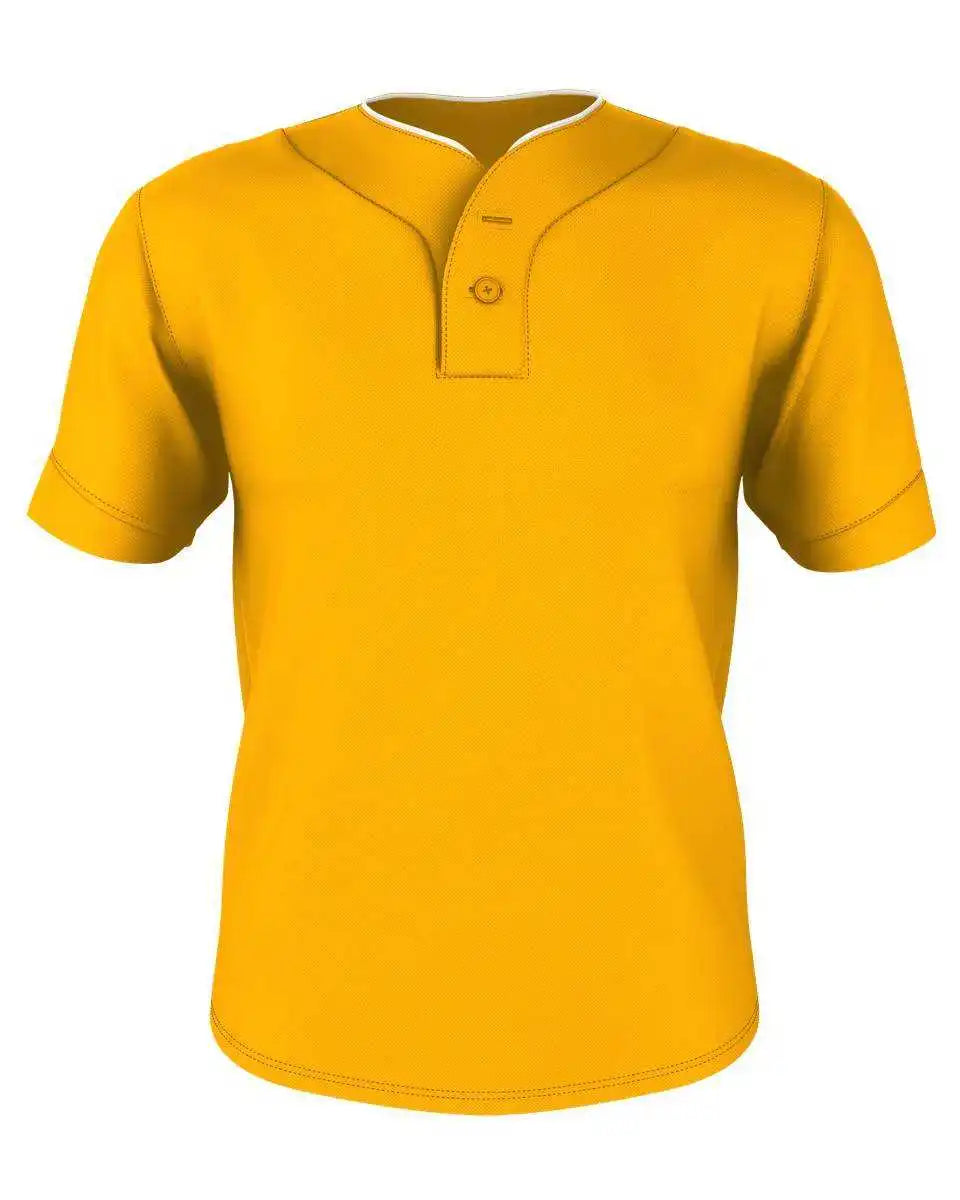 Alleson Athletic 52mthj Adult Two Button Mesh Baseball Jersey with Piping Gold White