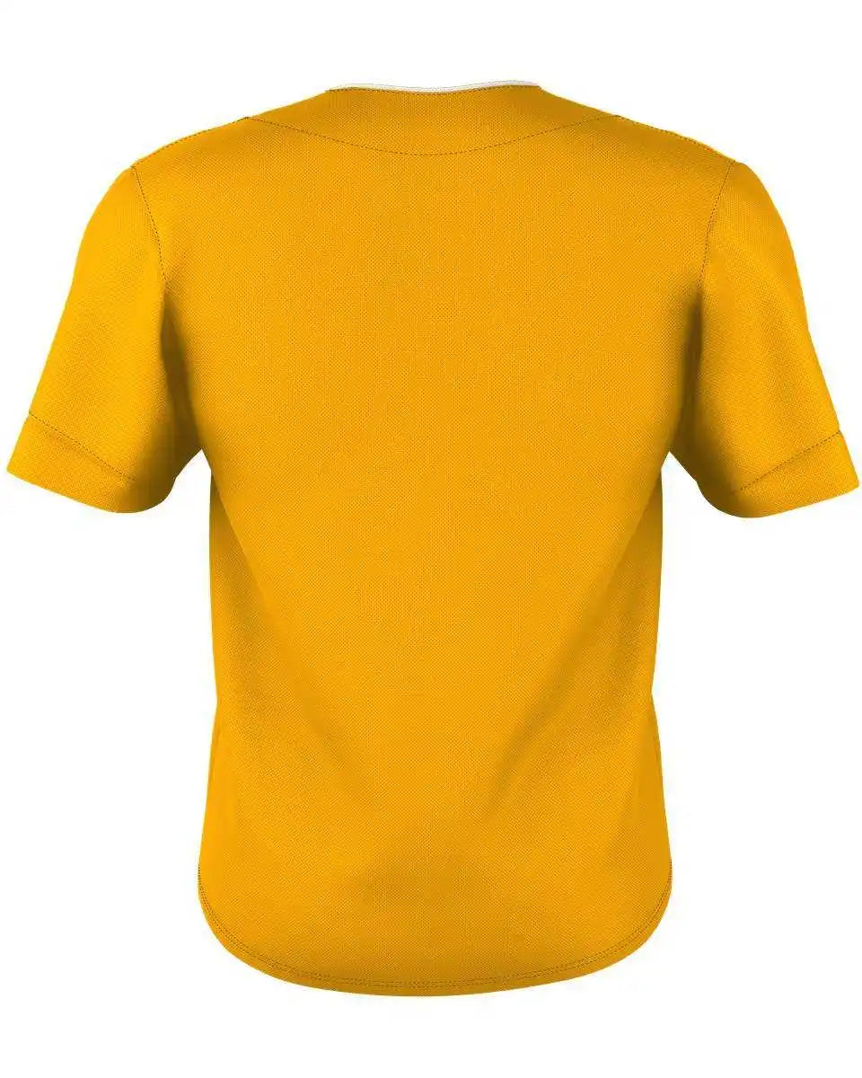 Alleson Athletic 52mthjy Youth Two Button Mesh Baseball Jersey with Piping - Gold White