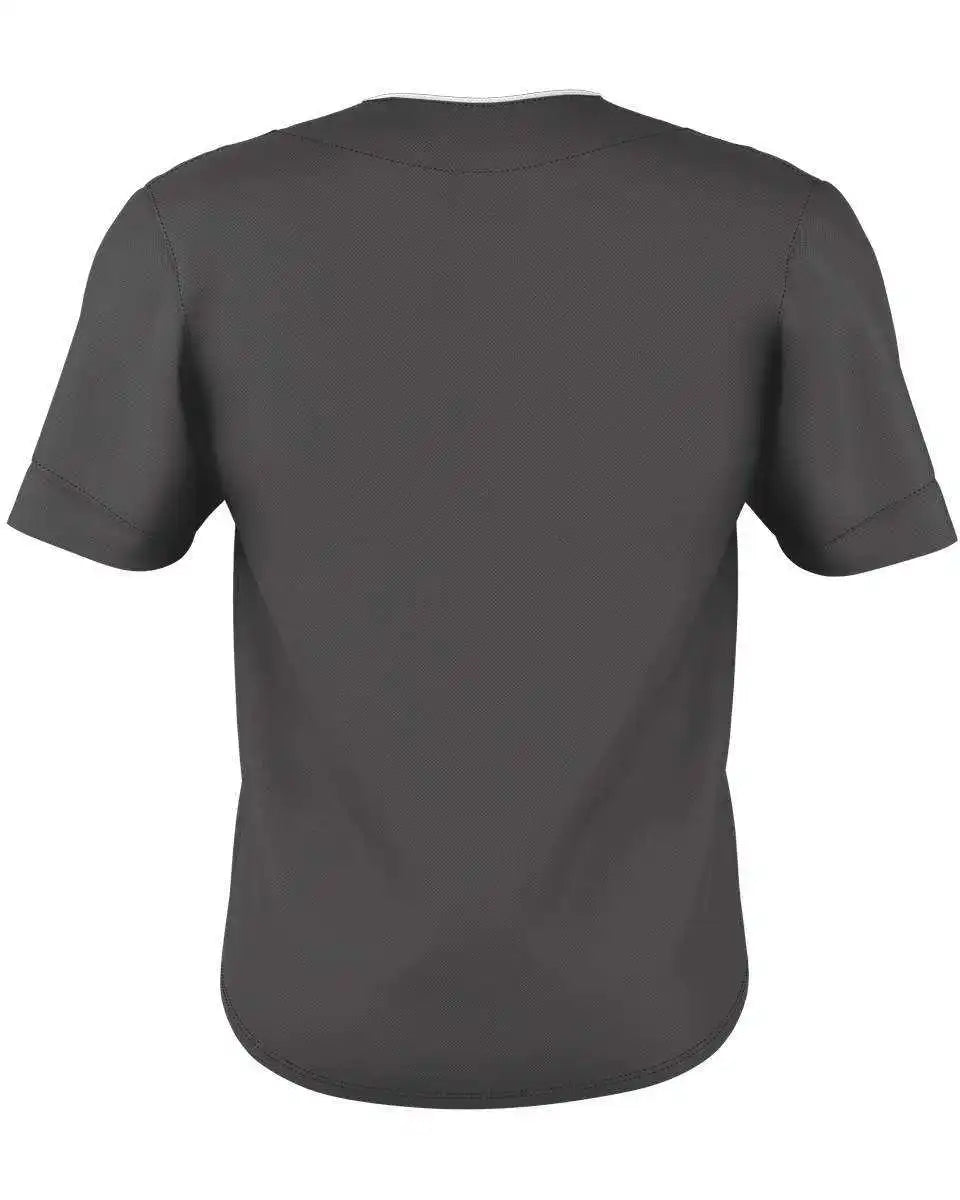 Alleson Athletic 52mthjy Youth Two Button Mesh Baseball Jersey with Piping - Charcoal Solid White