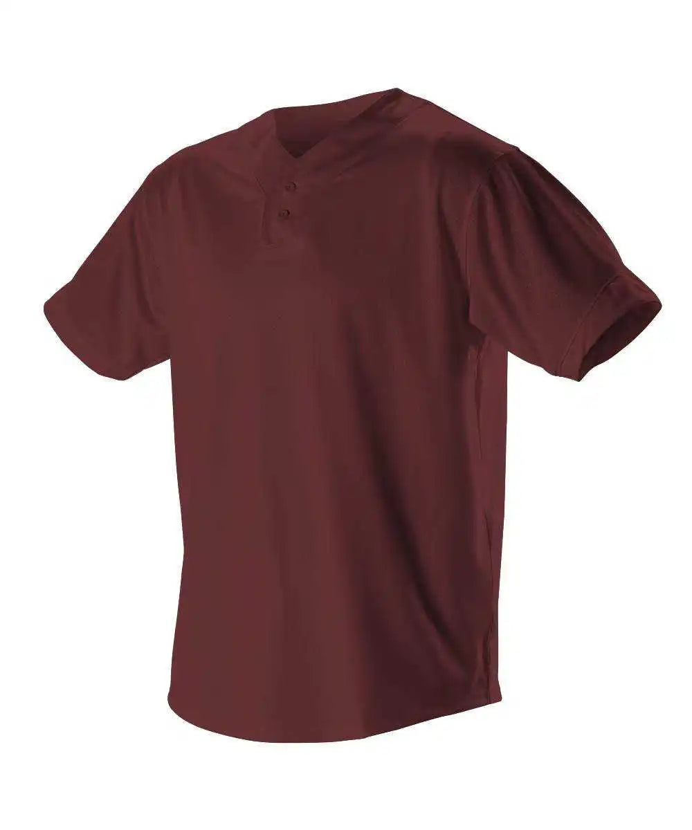 Alleson Athletic 52mthjy Youth Two Button Mesh Baseball Jersey with Piping - Maroon White