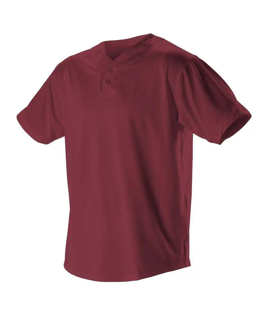 Alleson Athletic 52mthjy Youth Two Button Mesh Baseball Jersey with Piping - Cardinal White