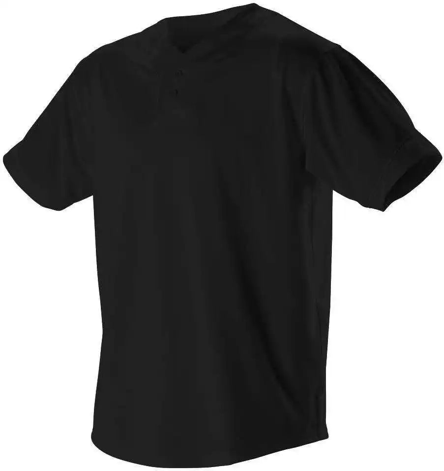 Alleson Athletic 52mthjy Youth Two Button Mesh Baseball Jersey with Piping - Black White