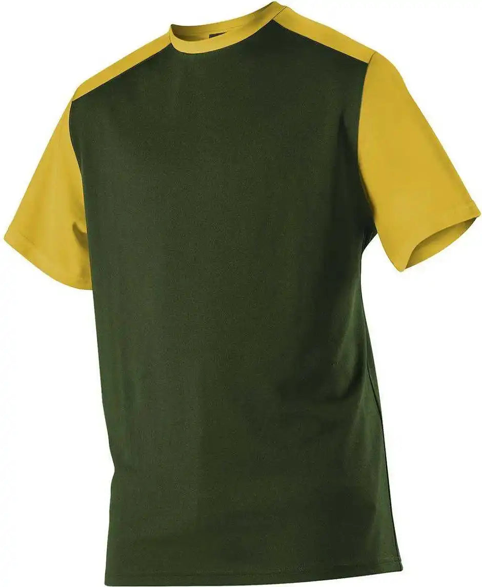 Alleson Athletic 532cj Adult Crew Neck Baseball Jersey Forest Gold