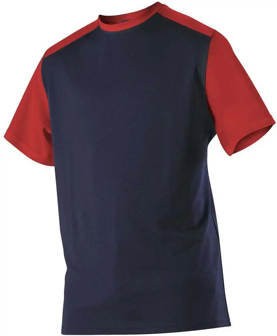 Alleson Athletic 532cjy Youth Crew Neck Baseball Jersey Navy Red