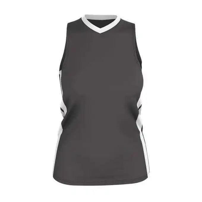 Alleson Athletic 538jw Womens Single Ply Basketball Jersey - Charcoal White