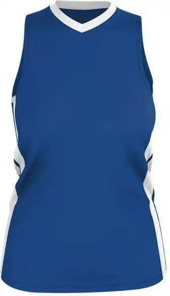 Alleson Athletic 538jw Womens Single Ply Basketball Jersey - Royal White