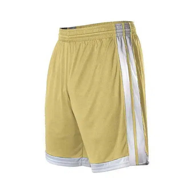 Alleson Athletic 538pw Womens Single Ply Basketball Short - Vegas Gold White - Ladies 2xl