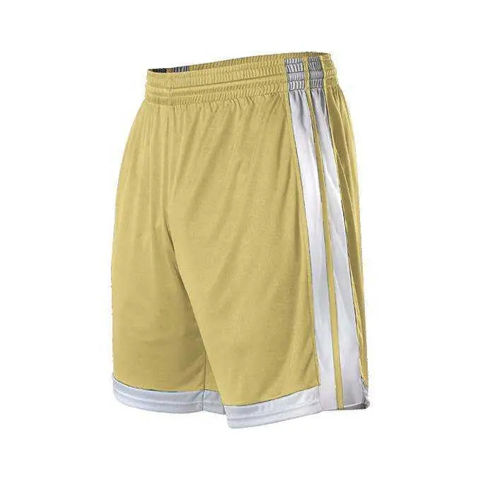 Alleson Athletic 538pw Womens Single Ply Basketball Short - Vegas Gold White - Ladies 2xl