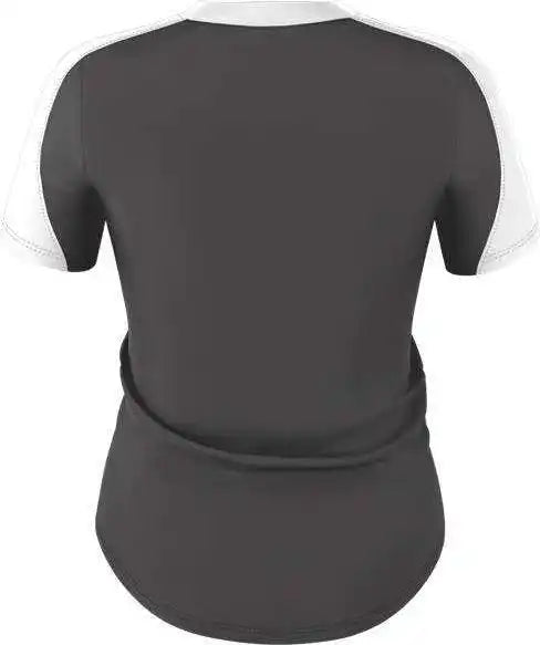 Alleson Athletic 558vg Girls v Neck Fastpitch Jersey - Charcoal Solid White