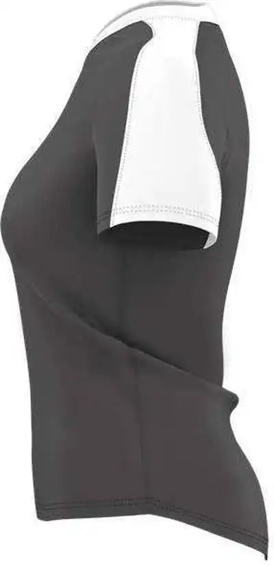 Alleson Athletic 558vg Girls v Neck Fastpitch Jersey - Charcoal Solid White