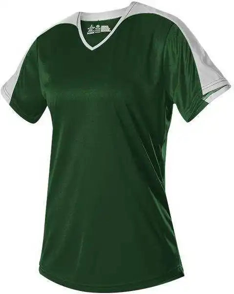 Alleson Athletic 558vg Girls v Neck Fastpitch Jersey - Forest White
