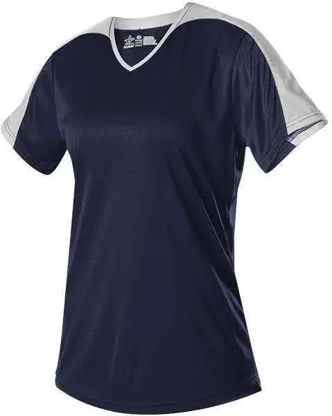 Alleson Athletic 558vg Girls v Neck Fastpitch Jersey - Navy White