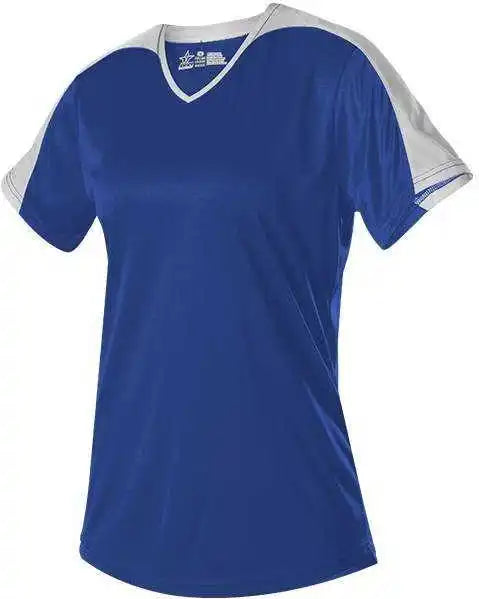 Alleson Athletic 558vg Girls v Neck Fastpitch Jersey - Royal White