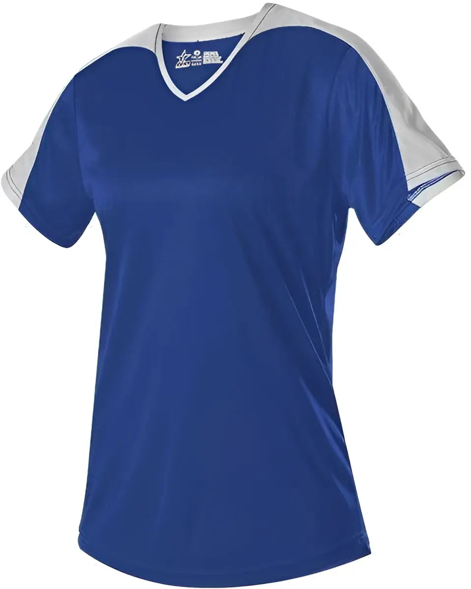 Alleson Athletic 558vg Girls v Neck Fastpitch Jersey - Royal White