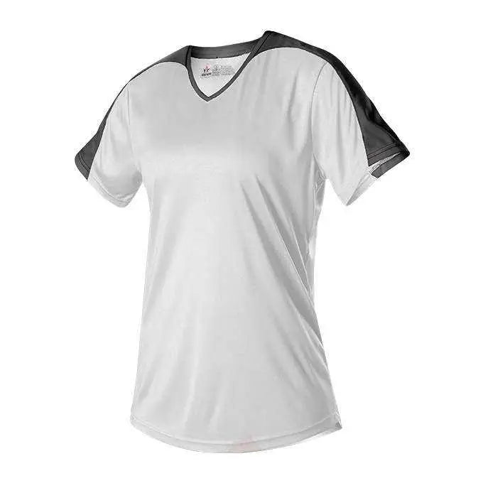 Alleson Athletic 558vg Girls v Neck Fastpitch Jersey - White Black