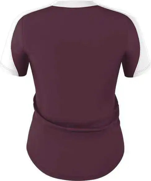 Alleson Athletic 558vw Womens v Neck Fastpitch Jersey - Light Maroon White