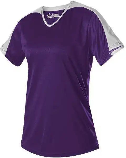 Alleson Athletic 558vw Womens v Neck Fastpitch Jersey - Purple White