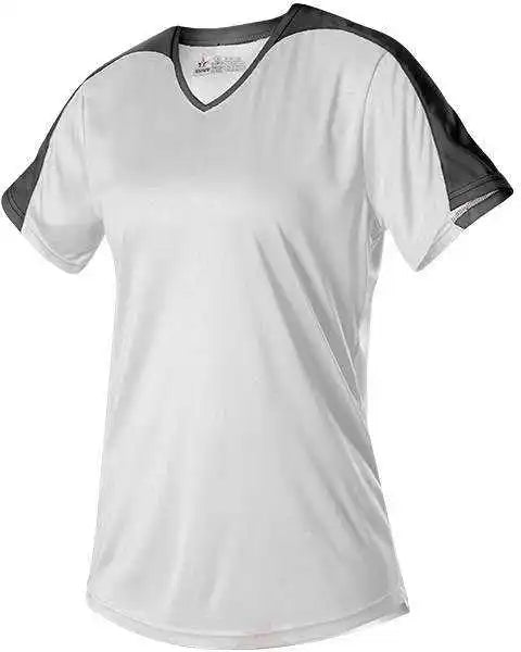 Alleson Athletic 558vw Womens v Neck Fastpitch Jersey - White Black