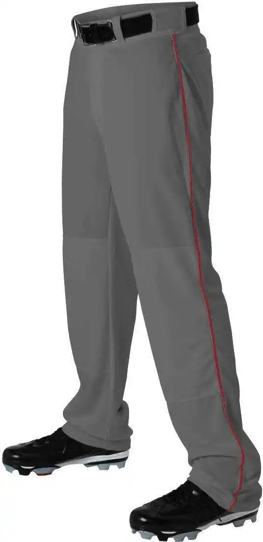 Alleson Athletic 605wlby Youth Baseball Pant with Braid - Charcoal Scarlet
