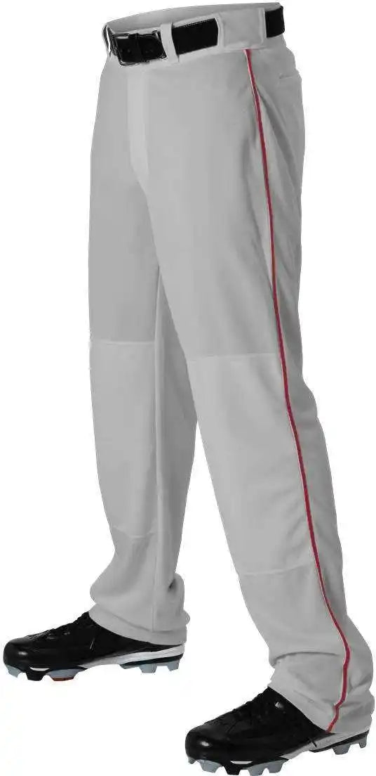 Alleson Athletic 605wlby Youth Baseball Pant with Braid - Gray Scarlet