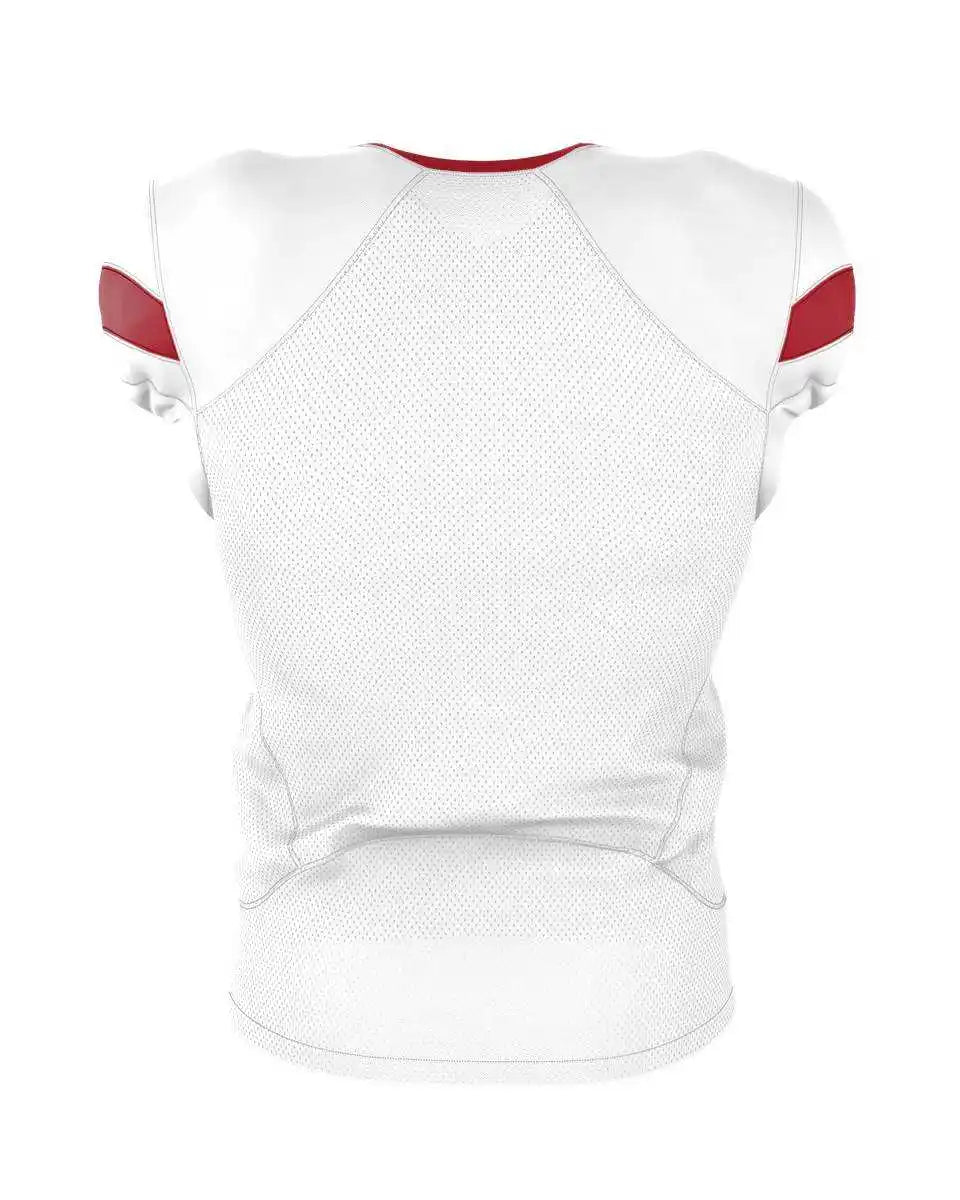 Alleson Athletic 754 Adult Pro Flex Cut Belt Length Football Jersey - White Red