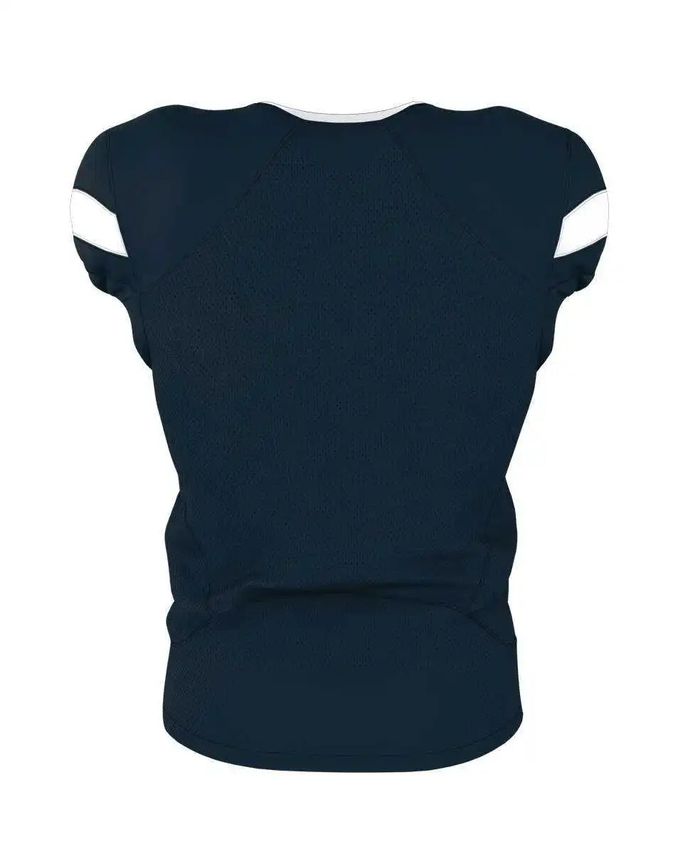Alleson Athletic 754y Youth Pro Flex Cut Belt Length Football Jersey Navy White