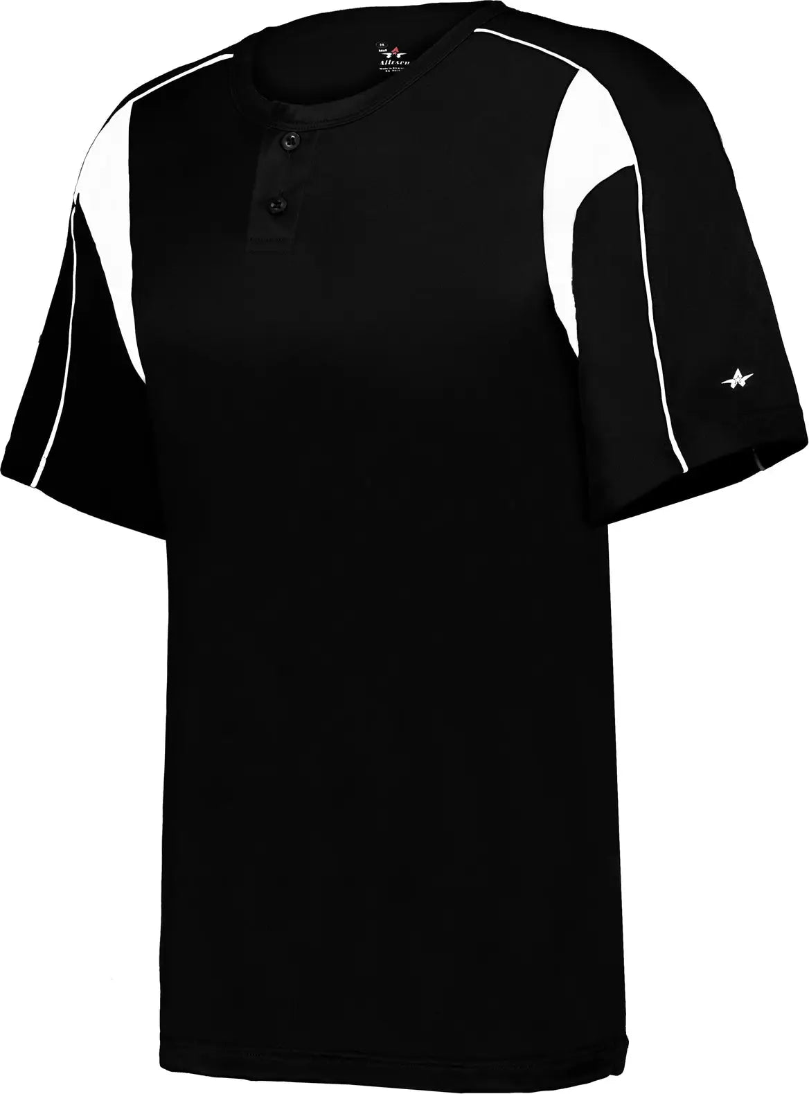 Alleson Athletic 7937 Pro Placket Baseball Jersey - Black White - Adult Xs