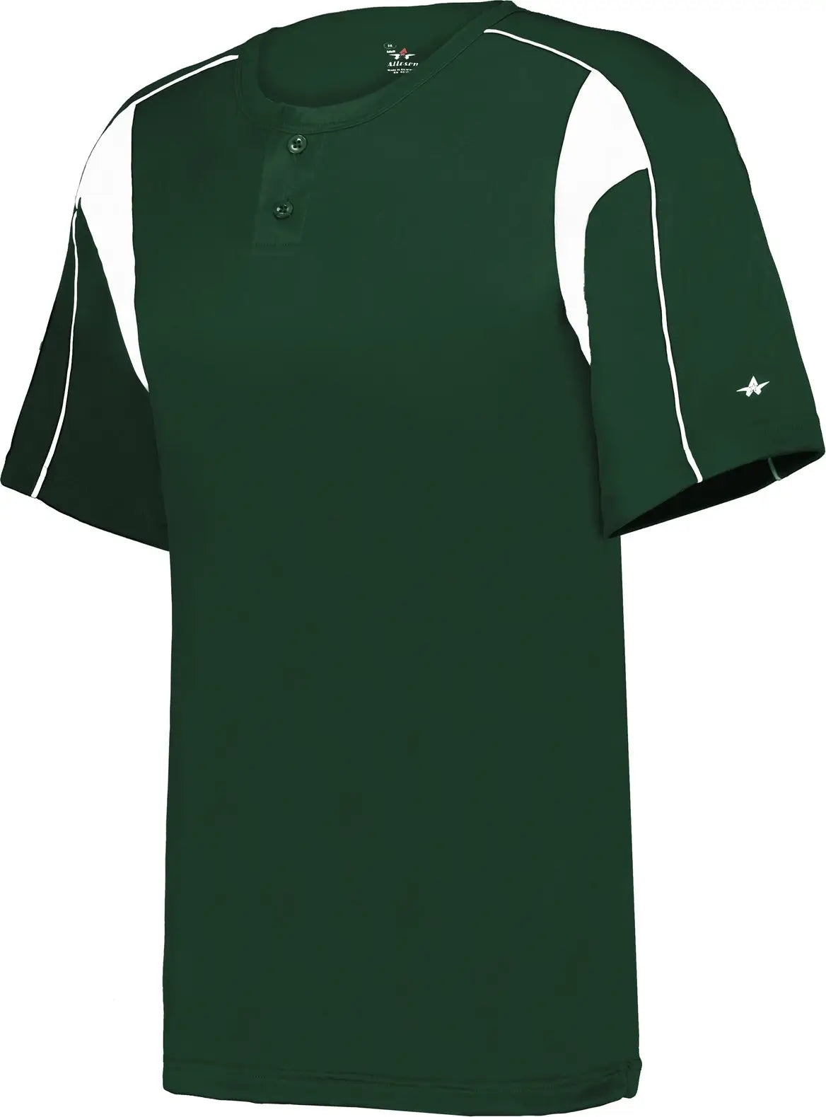Alleson Athletic 7937 Pro Placket Baseball Jersey - Forest White - Adult Xs