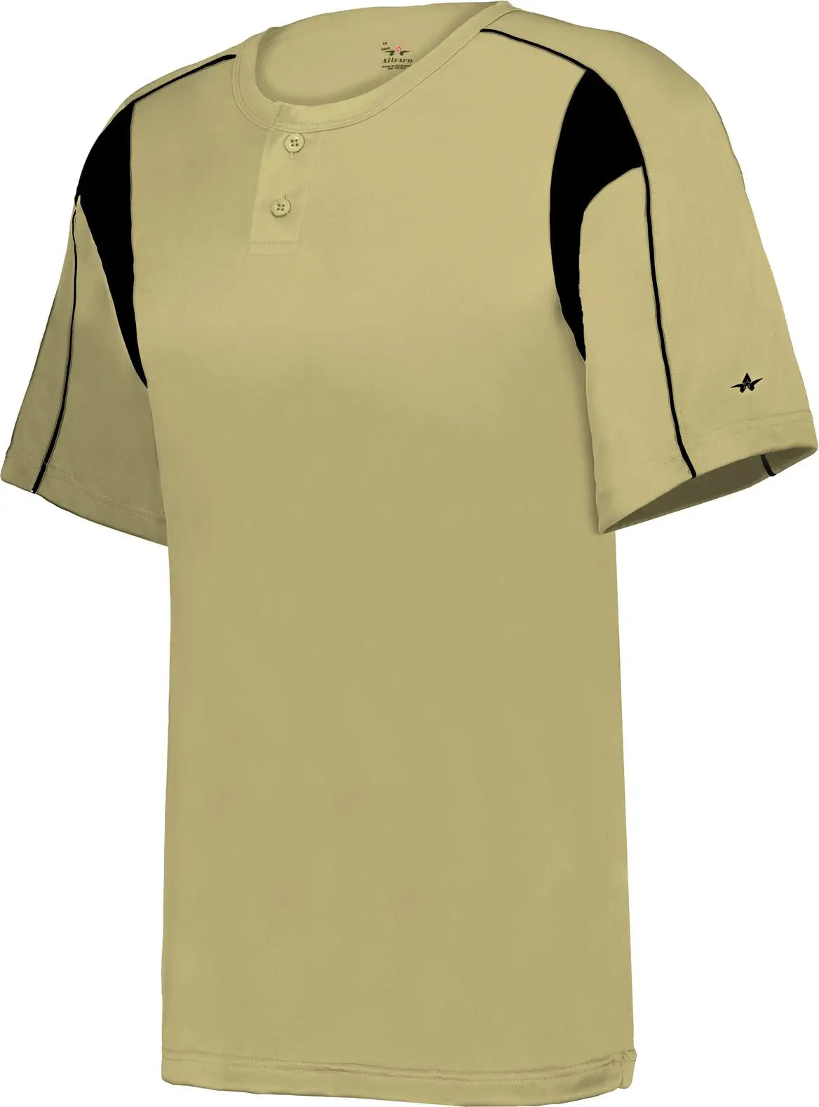 Alleson Athletic 7937 Pro Placket Baseball Jersey - Vegas Gold Black - Adult Xs