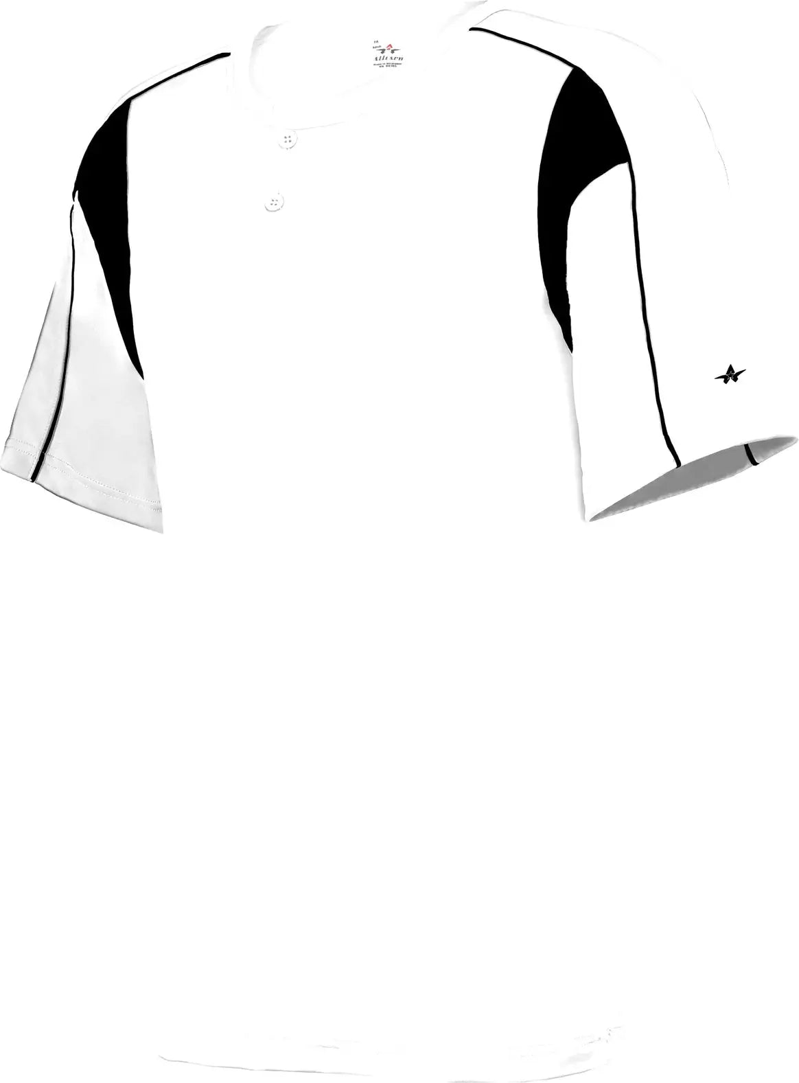 Alleson Athletic 7937 Pro Placket Baseball Jersey - White Black - Adult Xs