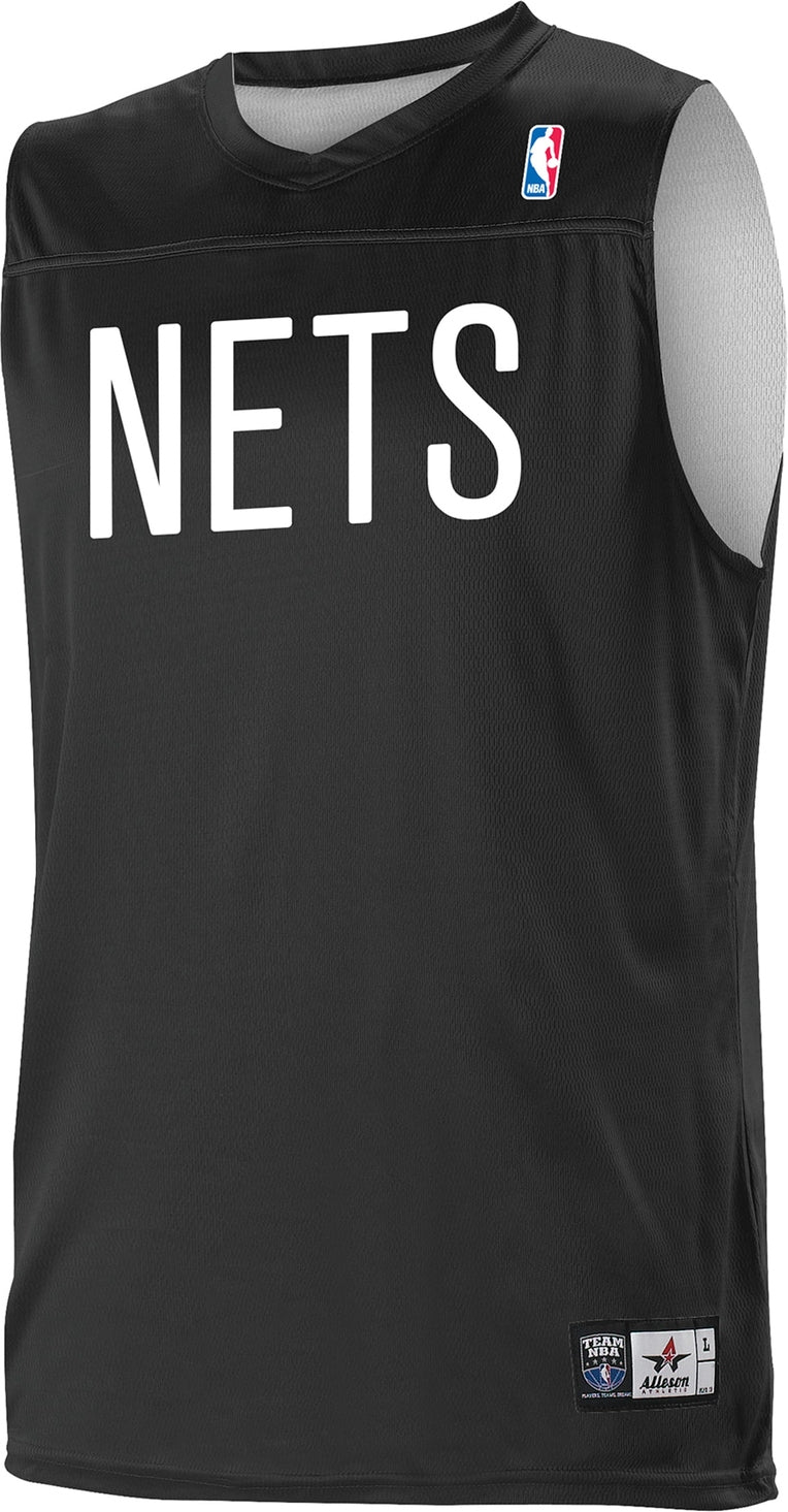 Alleson Athletic A105ly Nba Youth Logoed Reversible Jersey - Brooklyn Nets - Black White / s