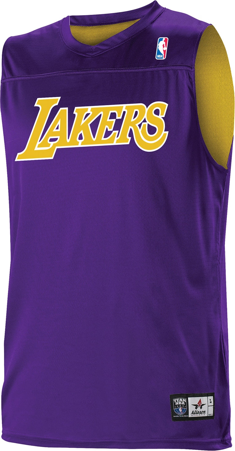 Alleson Athletic A105ly Nba Youth Logoed Reversible Jersey - Los Angeles Lakers - Purple Gold / s