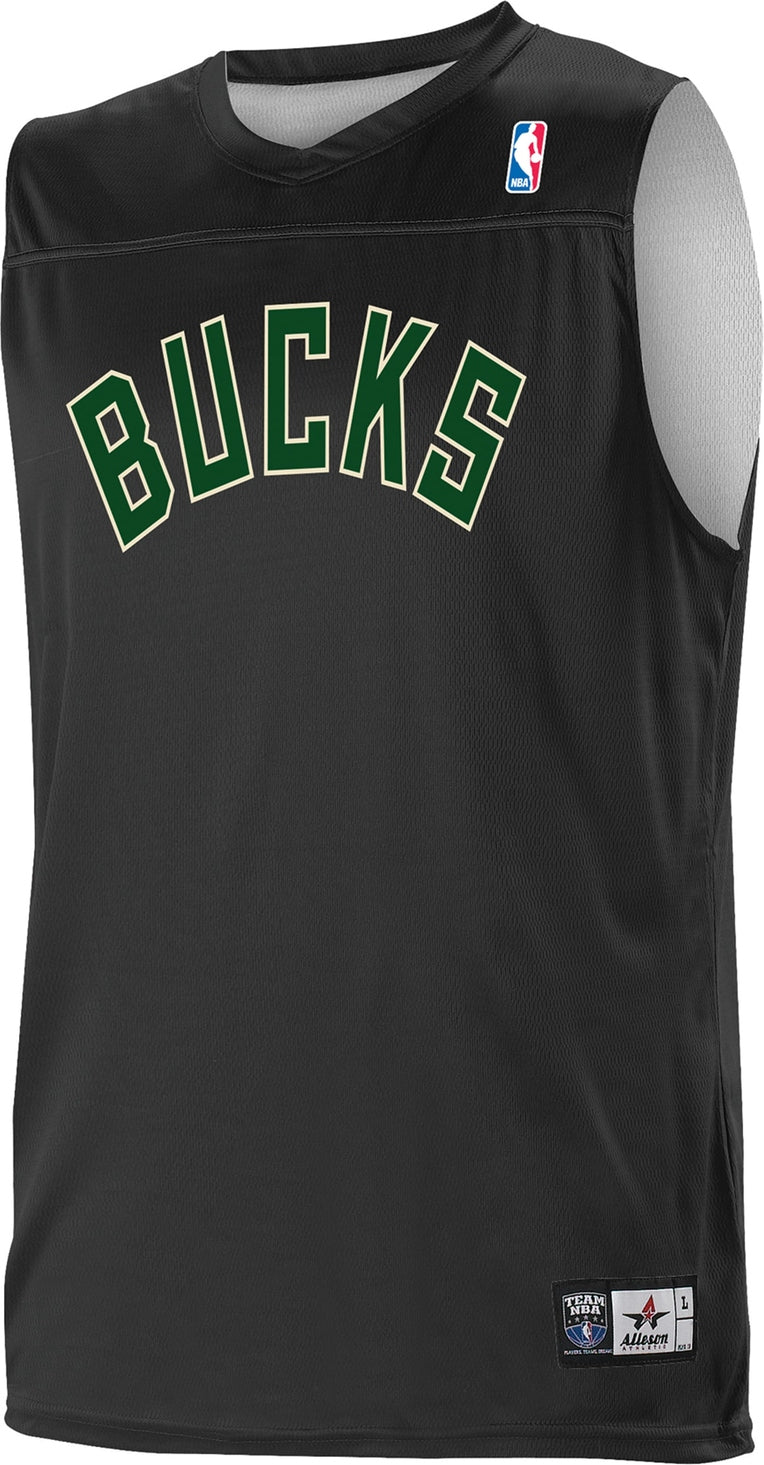 Alleson Athletic A105ly Nba Youth Logoed Reversible Jersey - Milwaukee Bucks - Black White / s