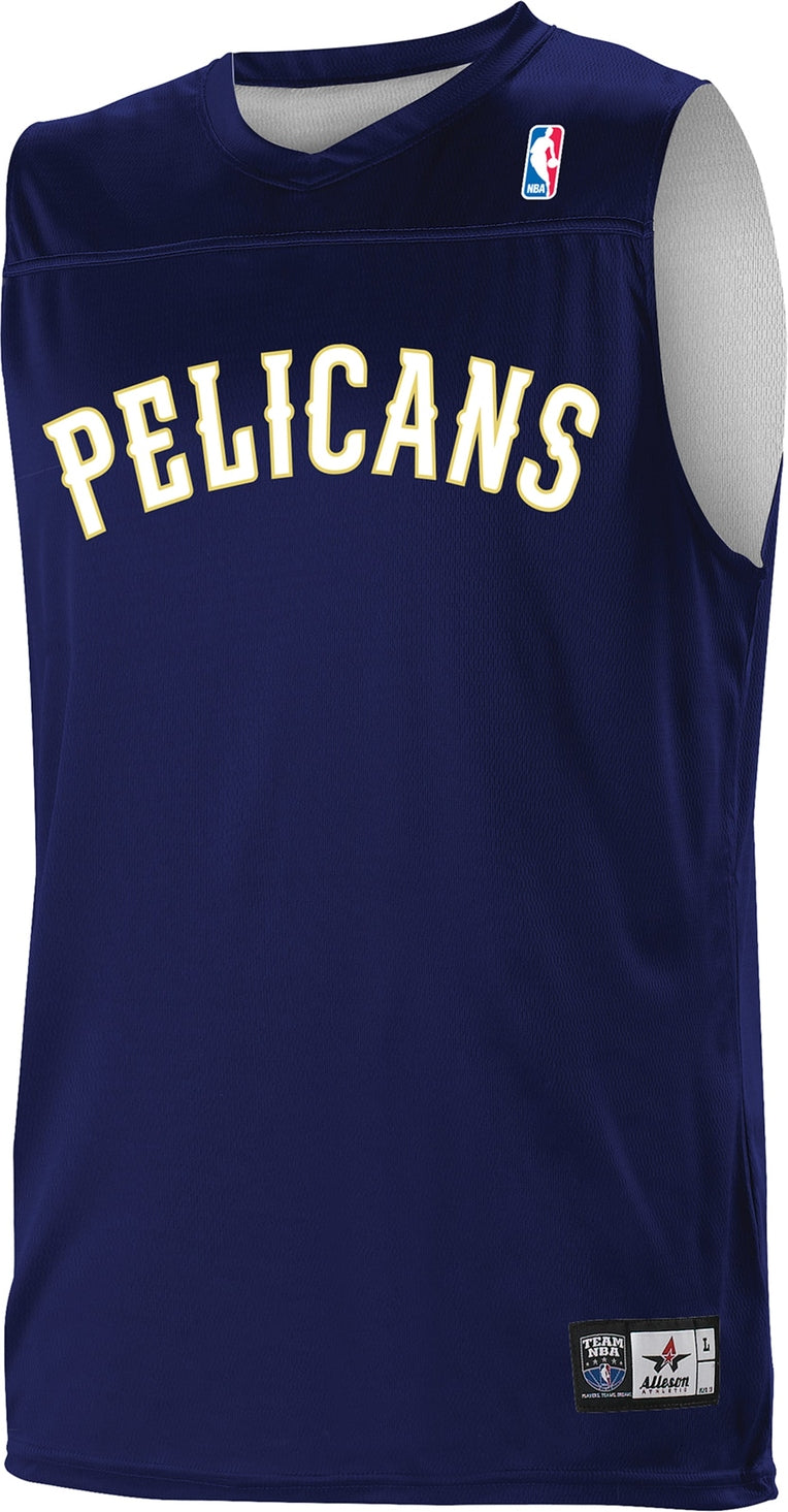 Alleson Athletic A105ly Nba Youth Logoed Reversible Jersey - New Orleans Pelicans - Navy White / s