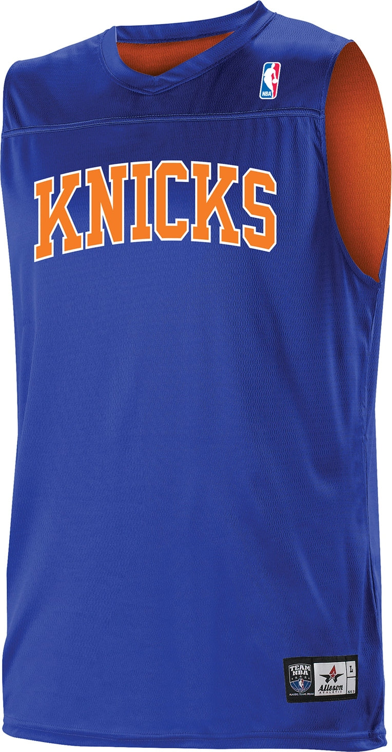 Alleson Athletic A105ly Nba Youth Logoed Reversible Jersey - New York Knicks - Royal Burnt Orange / s
