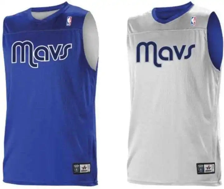 Alleson Athletic A105ly Youth Nba Logo Reversible Jersey - Dallas Mavericks - Royal White / Xl