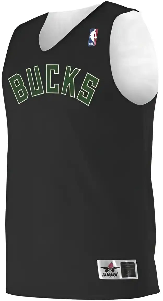 Alleson Athletic A115la Adult Nba Logo’d Reversible Jersey - Milwaukee Bucks