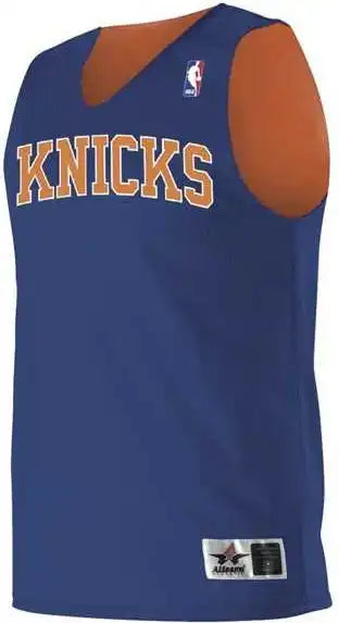 Alleson Athletic A115la Adult Nba Logo’d Reversible Jersey - Royal Burnt Orange New York Knicks