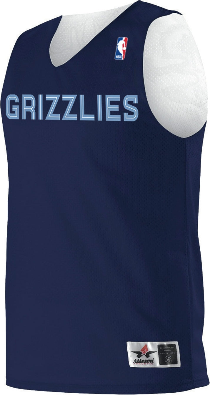 Alleson Athletic A115ly Nba Youth Logoed Reversible Jersey - Memphis Grizzlies - Navy White / Xs