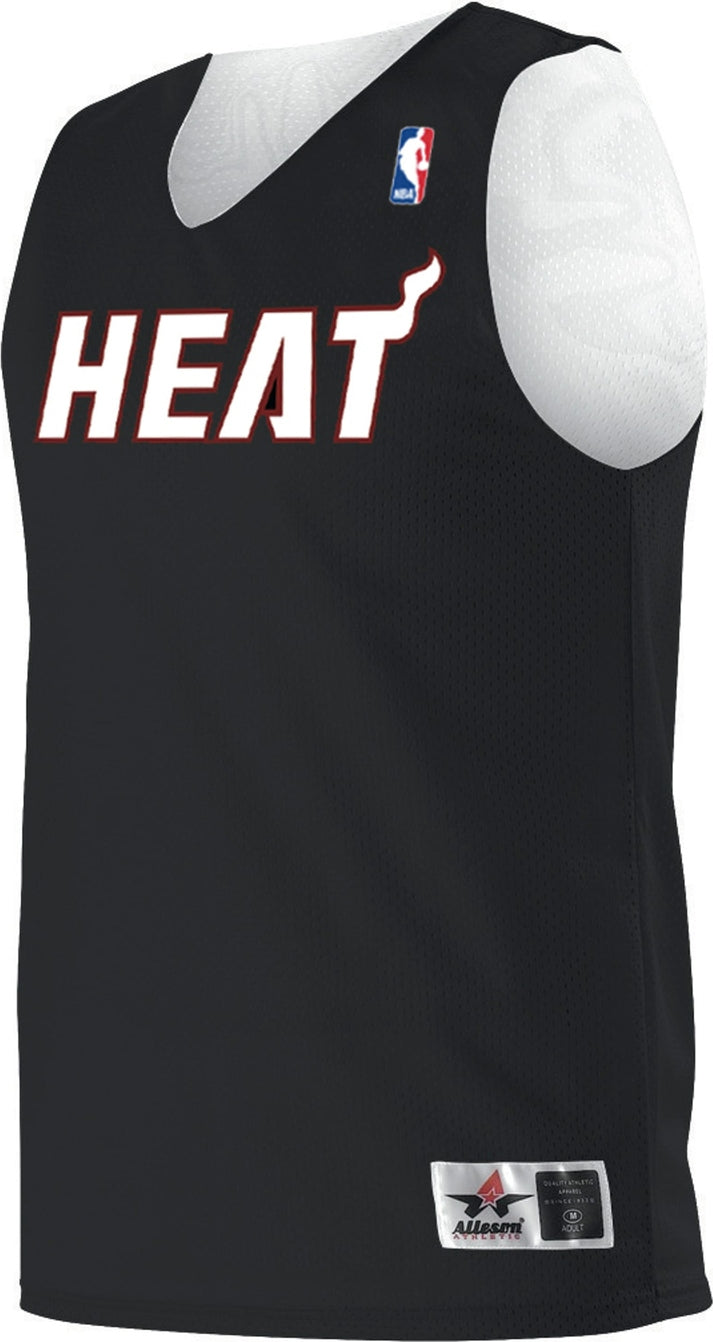 Alleson Athletic A115ly Nba Youth Logoed Reversible Jersey - Miami Heat - Black White / Xs