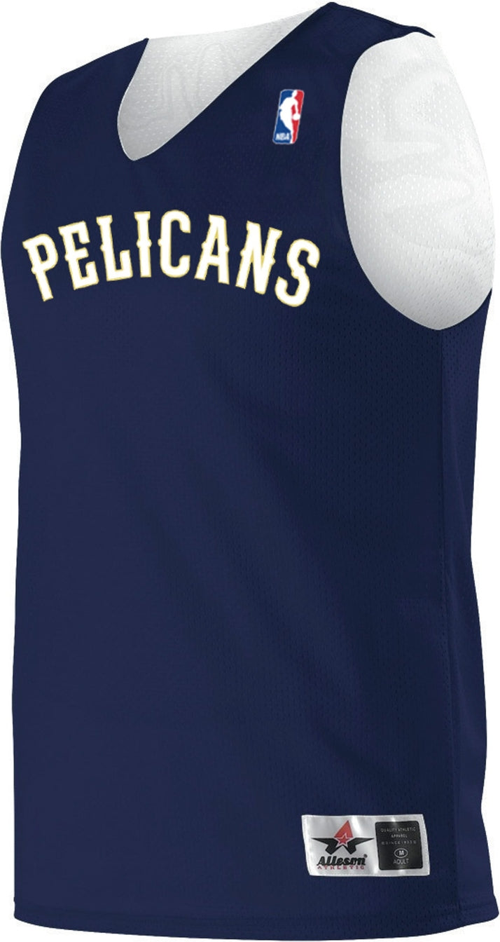 Alleson Athletic A115ly Nba Youth Logoed Reversible Jersey - New Orleans Pelicans - Navy White / Xs