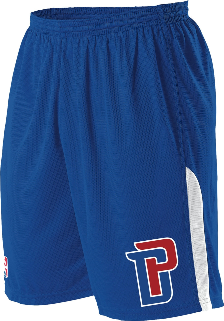 Alleson Athletic A205la Nba Adult Logoed Shorts - Royal White Detroit Pistons